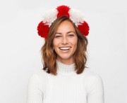 Opaska na głowę 5 kwiatów (białe i czerwone)