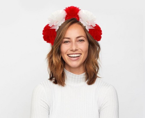 Opaska na głowę 5 kwiatów (białe i czerwone)