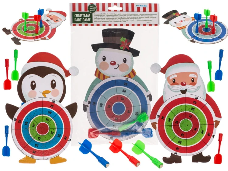 Świąteczna Gra Rzutki Zestaw z 3 Magnetyczna Bałwan Mikołaj Pingwin 2.jpg