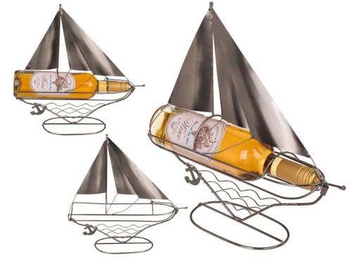 Metalowy Stojak na Butelkę Żaglówka dla Miłośników Morskich Klimatów .jpg