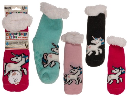 Dziecięce Skarpetki z Jednorożcem Mięciutkie i ciepłe Zimowe z futerkiem .jpg