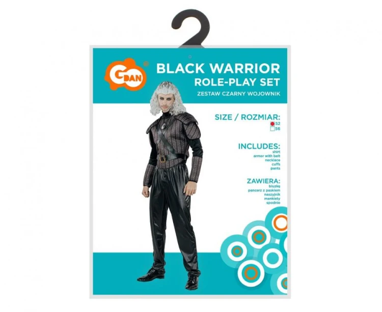 Zestaw dla dorosłych Czarny Wojownik Przebranie Strój Kostium rozm. 52