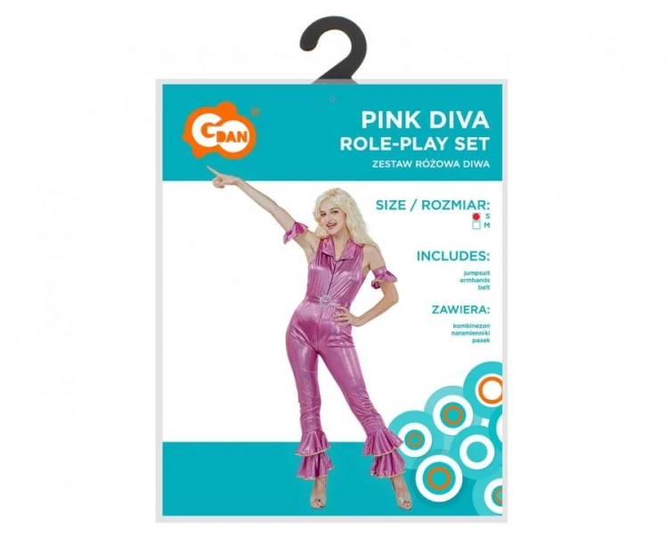 Zestaw dla dorosłych Różowa Diwa Przebranie Strój Kostium imprezę rozm. S