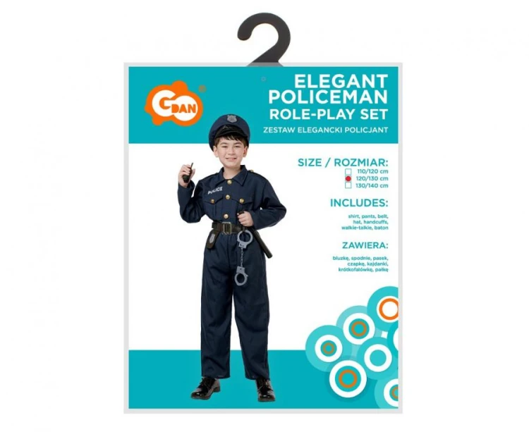Strój dla dzieci Elegancki Policjant Przebranie Kostium rozm. 120/130 cm