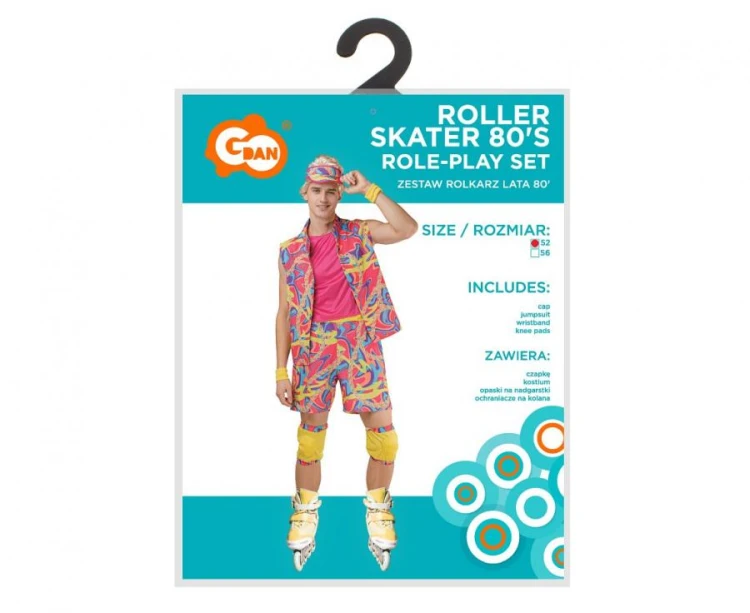 Zestaw dla dorosłych Rolkarz Lata 80' Przebranie Strój Kostium rozm. 52