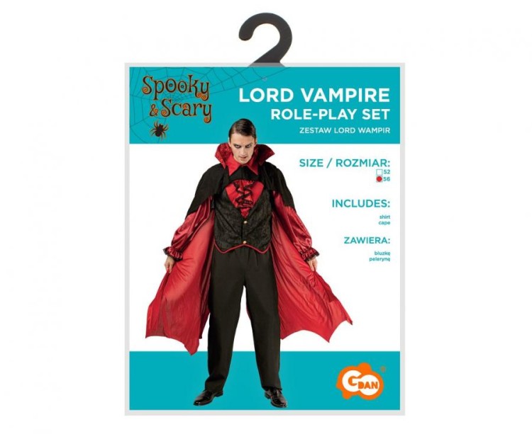 Zestaw dla dorosłych Lord Wampir Przebranie Strój Kostium rozm. 56