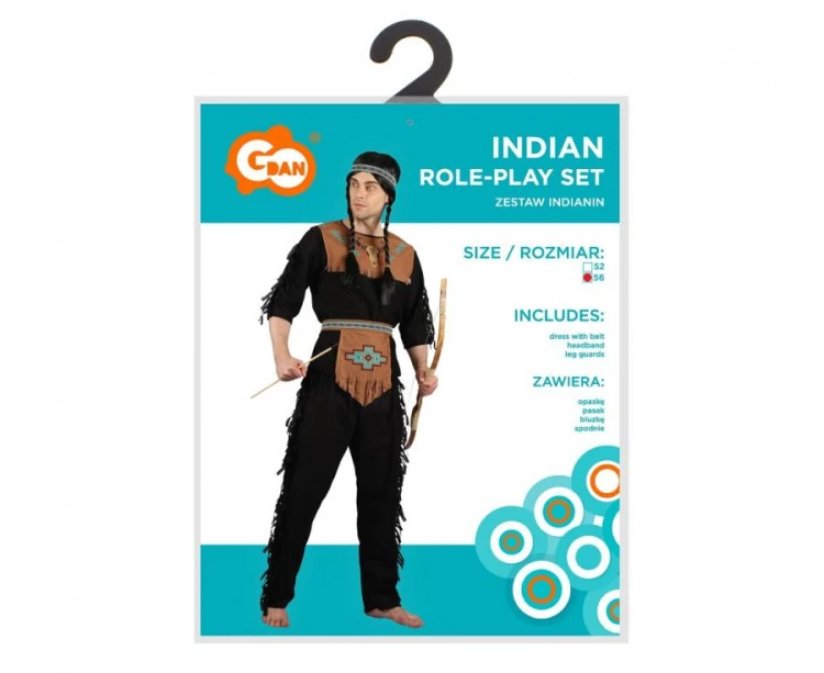 Zestaw dla dorosłych męski Indianin Przebranie Strój Kostium rozm. 56