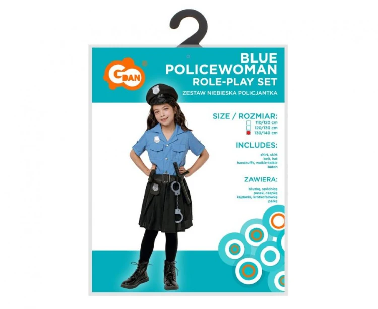 Zestaw dla dzieci Niebieska Policjantka Przebranie Strój Kostium 130/140cm