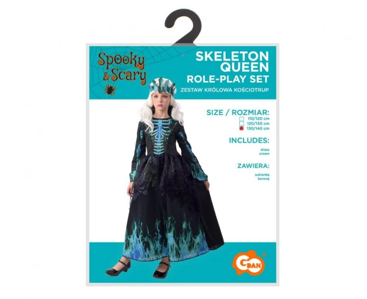 Zestaw dla dzieci Królowa Kościotrup Przebranie Strój Kostium 130/140 cm
