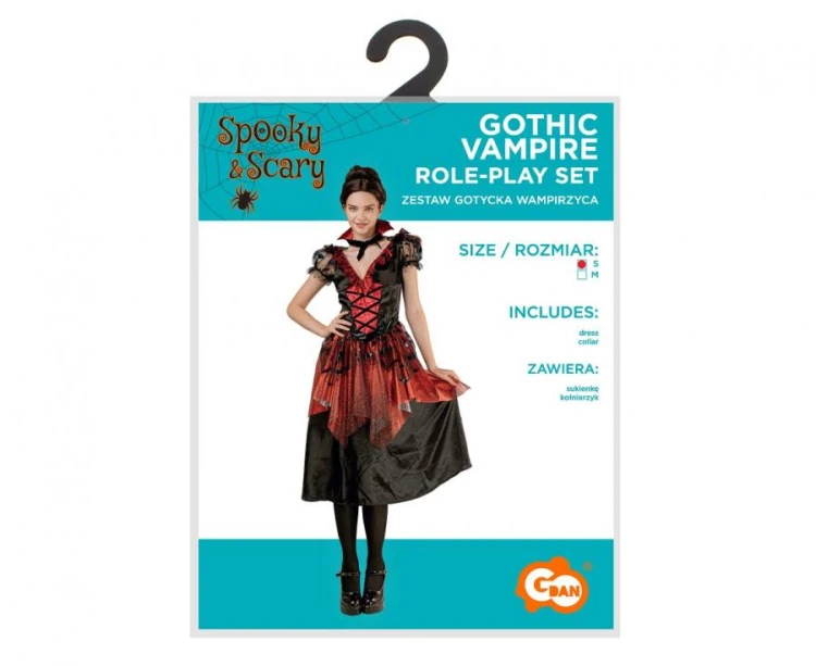 Zestaw dla dorosłych Gotycka Wampirzyca Przebranie Strój Kostium rozm. S