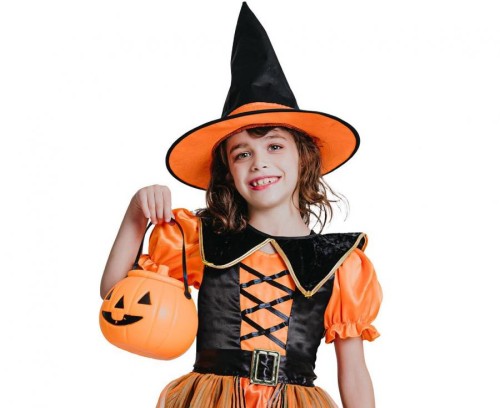 Zestaw dla dzieci Dyniowa Czarownica Przebranie Strój Kostium 130/140 cm