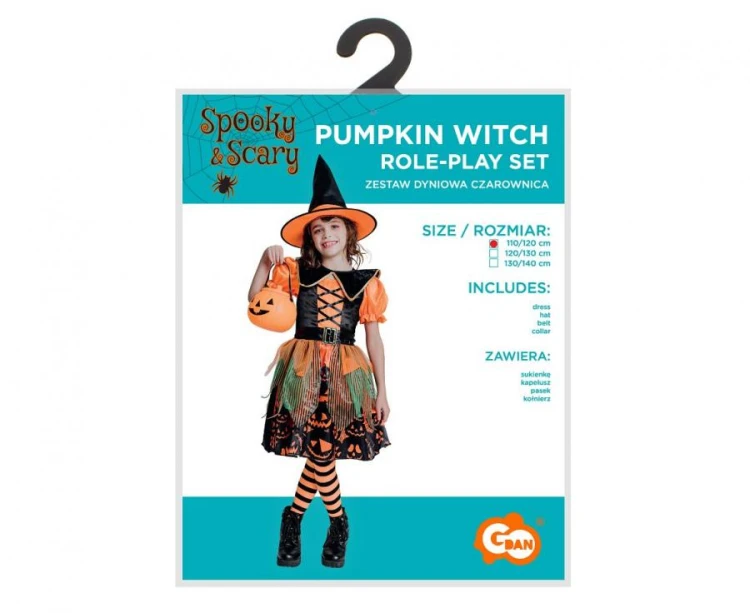 Zestaw dla dzieci Dyniowa Czarownica Przebranie Strój Kostium 110/120 cm