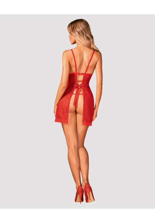 Czerwona Babydoll i Stringi Claussica Koszula Nocna Mikołajka  (4).jpg