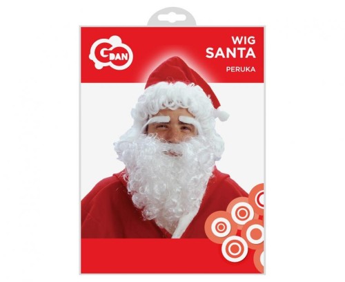 Peruka dla dorosłych Mikołaj z brodą, brwiami i w czapce, rozm. uniw.