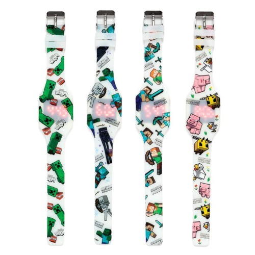 Silikonowy Zegarek Cyfrowy Minecraft Świecący w Ciemności podświetlany  (1).jpg