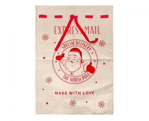 Worek świąteczny z juty Mikołaj rozm. 70x100 cm na prezenty