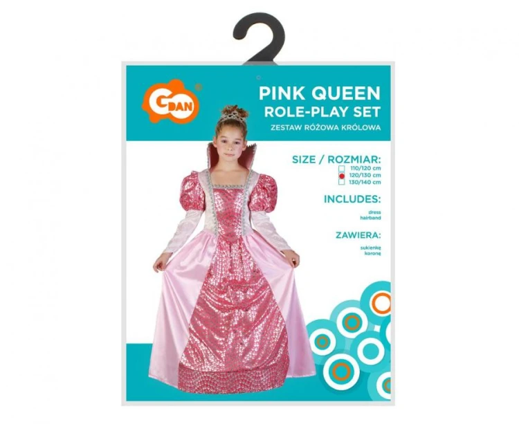 Zestaw dla dzieci Różowa Królowa Przebranie Strój Kostium rozm. 120/130 cm
