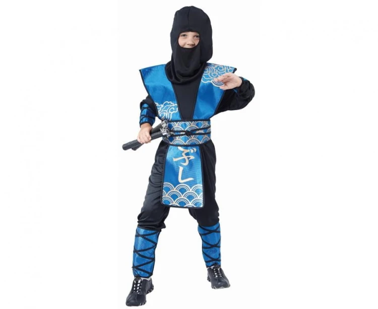 Zestaw dla dzieci Niebieski Ninja Przebranie Strój Kostium rozm. 120/130 cm