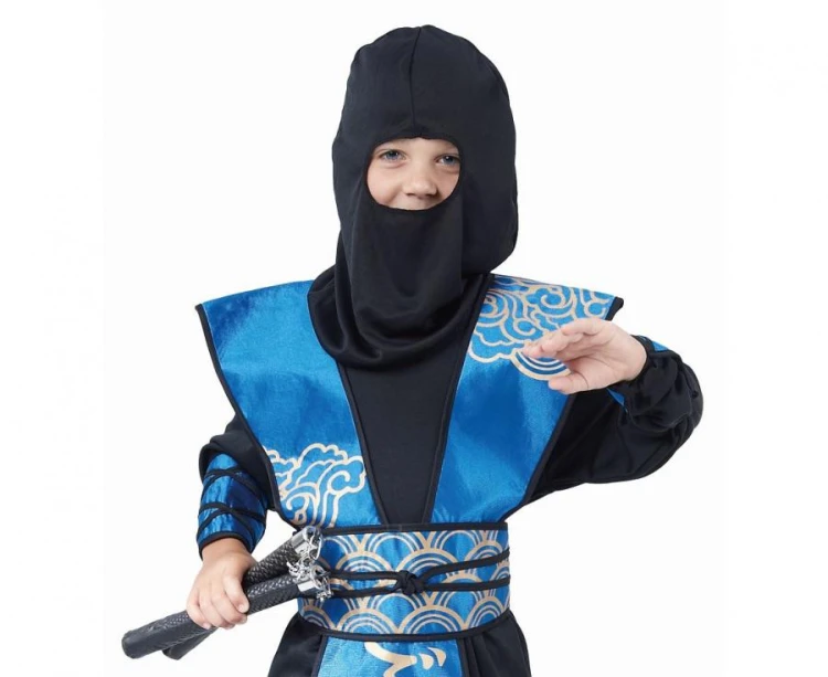 Zestaw dla dzieci Niebieski Ninja Przebranie Strój Kostium rozm. 120/130 cm