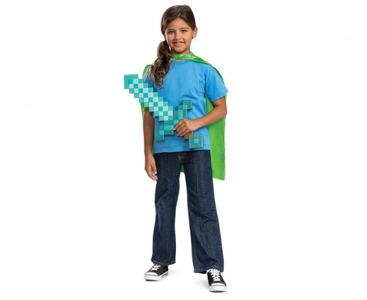 Zestaw Minecraft Przebranie Strój Kostium miecz, peleryna rozm. uniwersalny