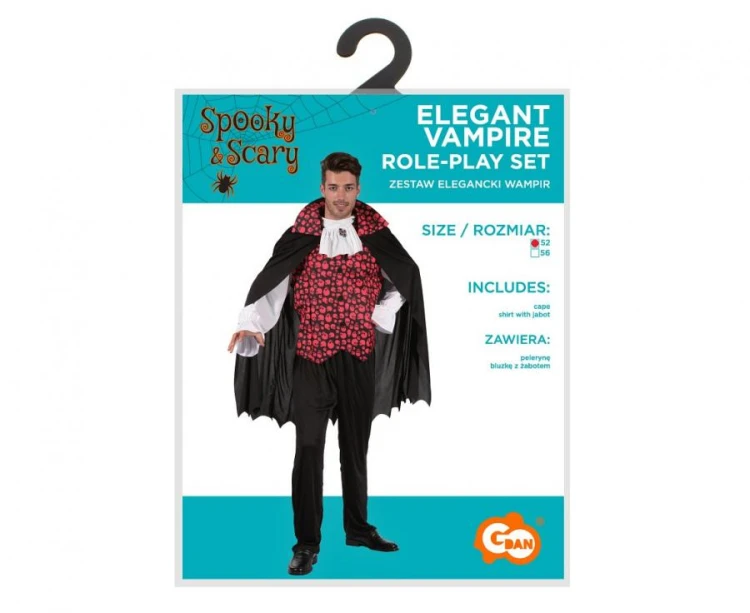 Zestaw dla dorosłych Elegancki Wampir Przebranie Strój Kostium rozm. 52