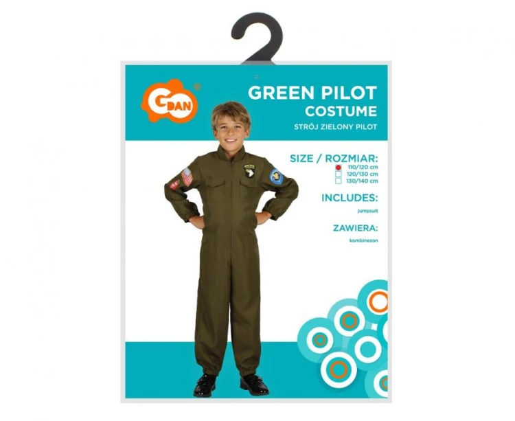 Strój dla dzieci Zielony Pilot Przebranie Kostium Strój rozm. 110/120 cm