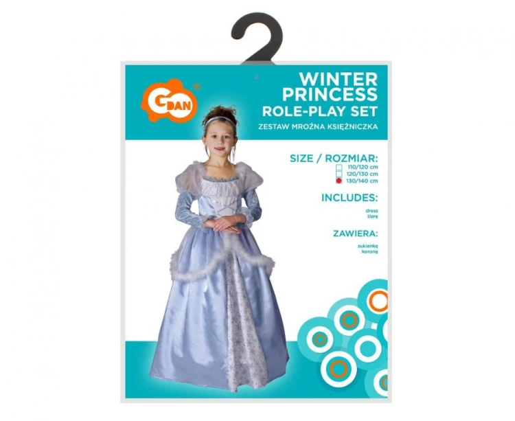 Zestaw dla dzieci Mroźna Księżniczka Przebranie Strój rozm. 130/140 cm