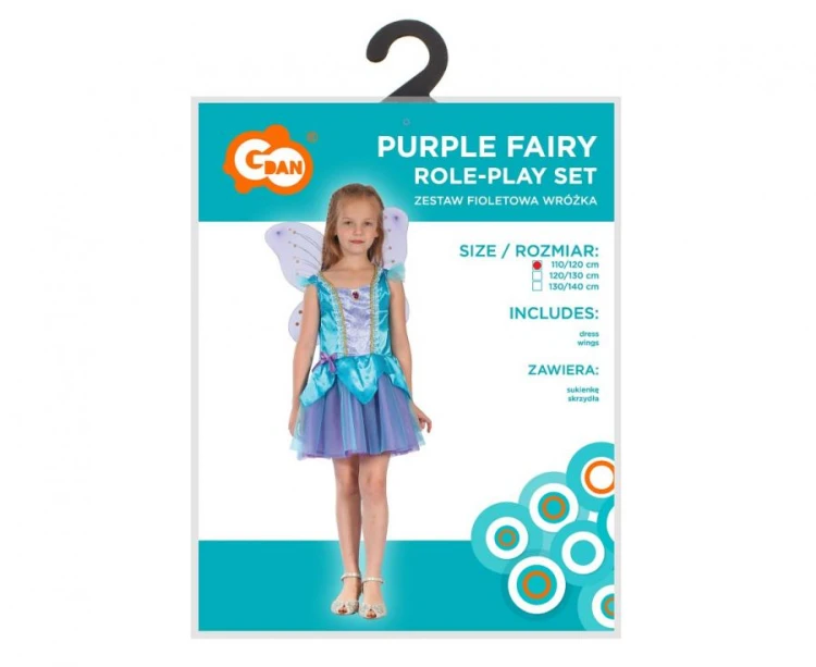 Zestaw dla dzieci Fioletowa Wróżka Przebranie Kostium Strój rozm 110/120 cm