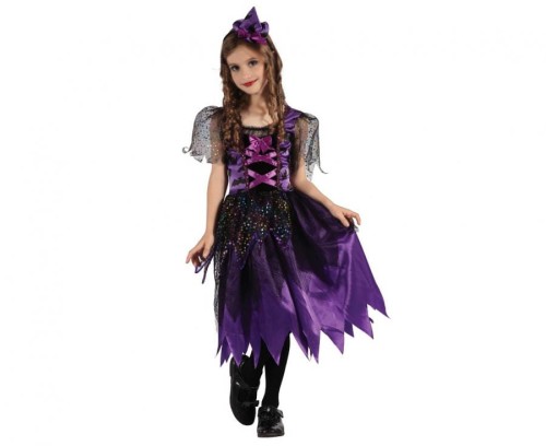 Zestaw dla dzieci Fioletowa Czarownica Przebranie Strój, rozm. 130/140 cm