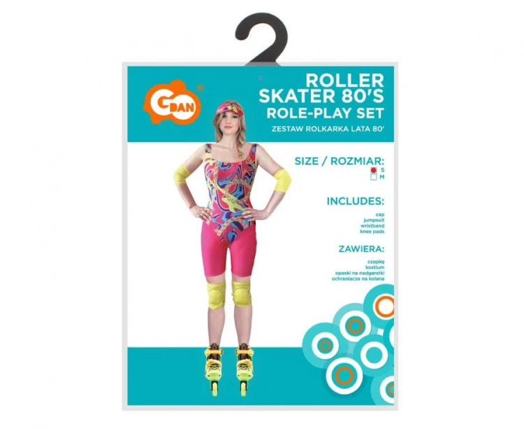 Zestaw dla dorosłych Rolkarka Lata 80' Przebranie Strój Kostium rozm. S