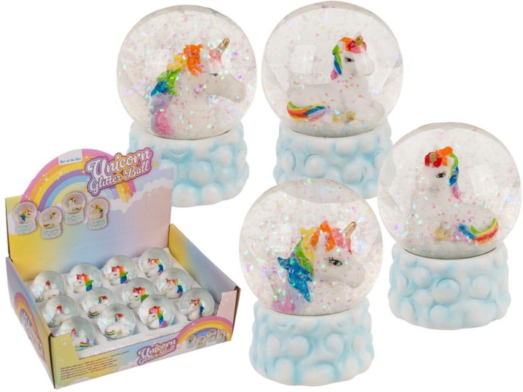 Kula Śnieżna z Brokatem Jednorożec na Chmurce Dekoracja do potrząsania mix  (1).jpg