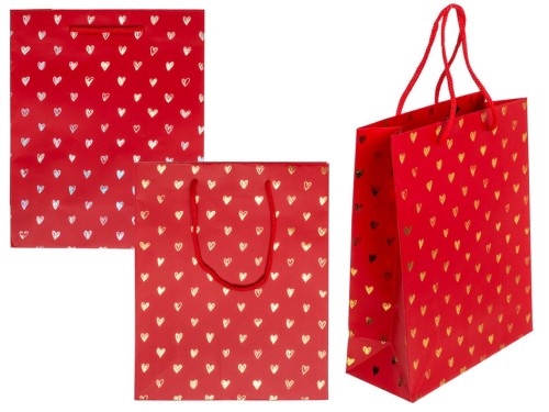 Czerwona Torba Prezentowa z Motywem Lśniących Serc Walentynki 18x8x23 cm  (1).jpg