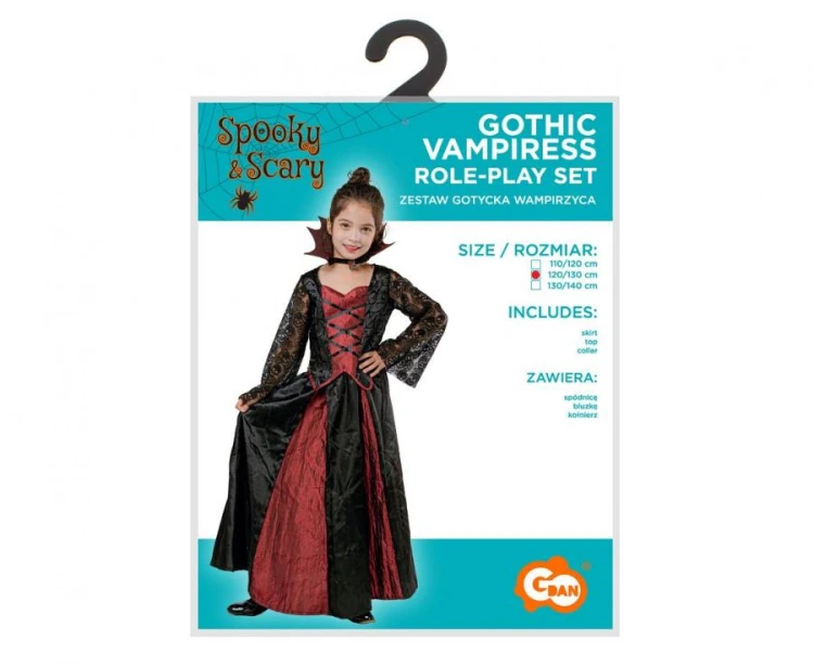 Zestaw dla dzieci Gotycka Wampirzyca Przebranie Strój rozm. 120/130 cm