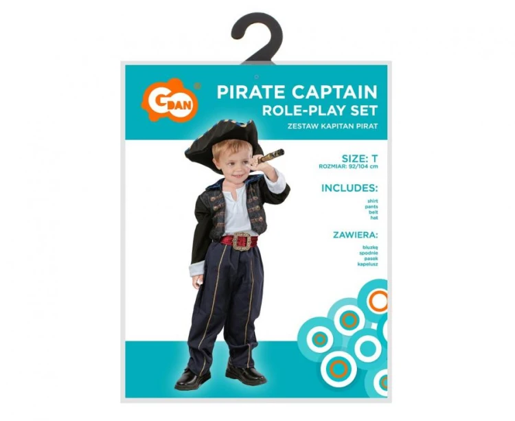 Zestaw dla dzieci Kapitan Pirat Przebranie Strój Kostium rozm. 92/104 cm
