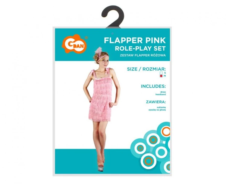 Zestaw dla dorosłych Flapper Różowa Przebranie Strój Kostium rozm. M