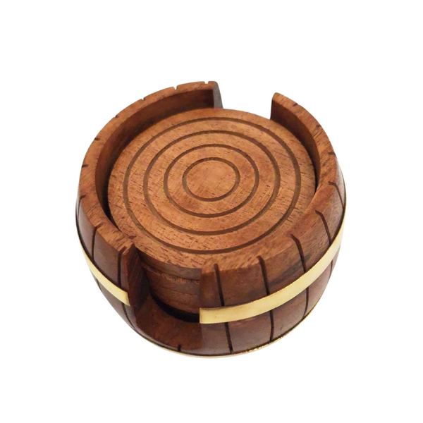 Drewniane Podstawki pod Kubki Szklanki Zestaw Beczka  (3).png