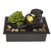 Dekoracyjna Fontanna z LED i Sukulentem płynąca woda Ozdoba świecąca  (3).png