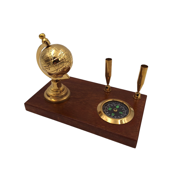 Ekskluzywny Zestaw Dekoracyjny na Biurko Globus Kompas Uchwyty na Długopisy  (1).png