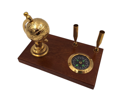 Ekskluzywny Zestaw Dekoracyjny na Biurko Globus Kompas Uchwyty na Długopisy  (2).png