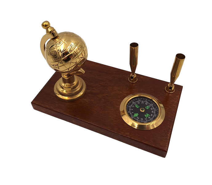 Ekskluzywny Zestaw Dekoracyjny na Biurko Globus Kompas Uchwyty na Długopisy  (2).png