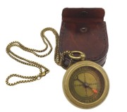 Mosiężny Kompas z Łańcuszkiem w Skórzanym Etui Klasyczny Gadżet Retro  (2).jpg