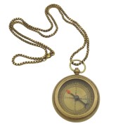 Mosiężny Kompas z Łańcuszkiem w Skórzanym Etui Klasyczny Gadżet Retro  (3).jpg