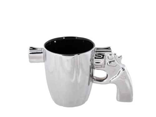 KUBEK REWOLWER LUX PISTOLET 3D TRÓJWYMIAROWY SREBRNY