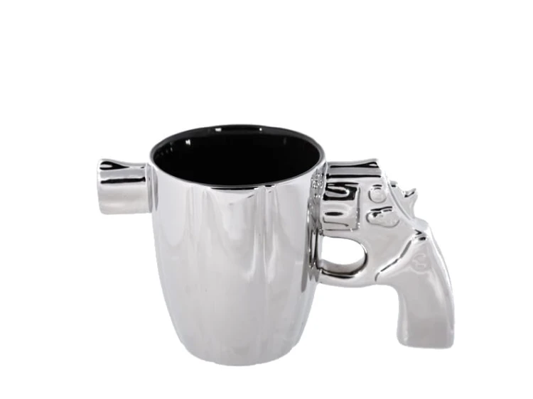 KUBEK REWOLWER LUX PISTOLET 3D TRÓJWYMIAROWY SREBRNY