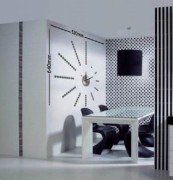 ZEGAR ŚCIENNY NAKLEJKA PROMIENIE KROPKI CZARNE ŚCIANĘ DIY 2
