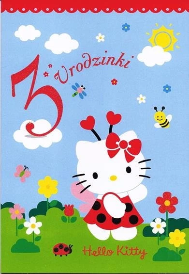 Karnet Hello Kitty z kopertą Pocztówka 3 Urodziny 1