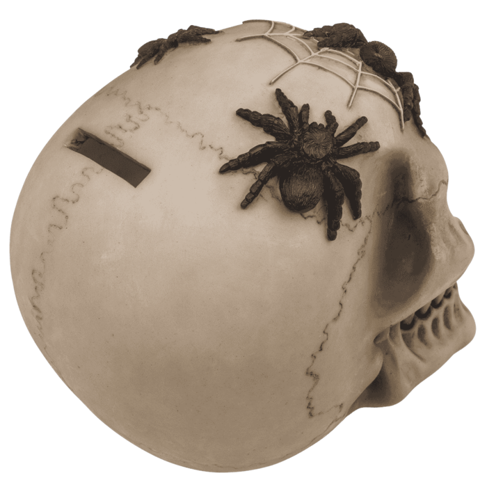 Skarbonka z Kłódką Czaszka z Pająkami Gotycki Klimat Oszczędzania  (5).png