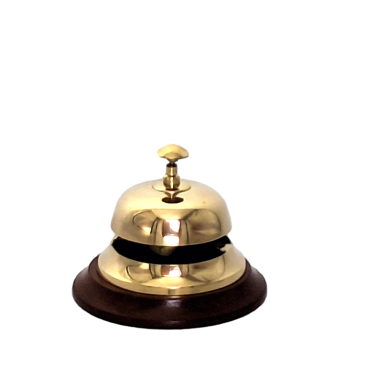 Mosiężny Gong Hotelowy na Drewnianej Podstawie dzwonek Elegancki  (1).png
