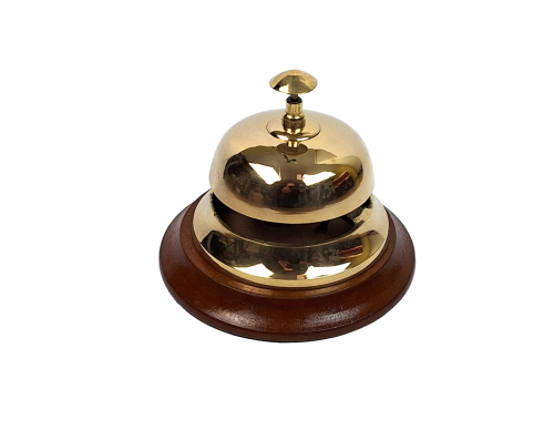 Mosiężny Gong Hotelowy na Drewnianej Podstawie dzwonek Elegancki  (2).png