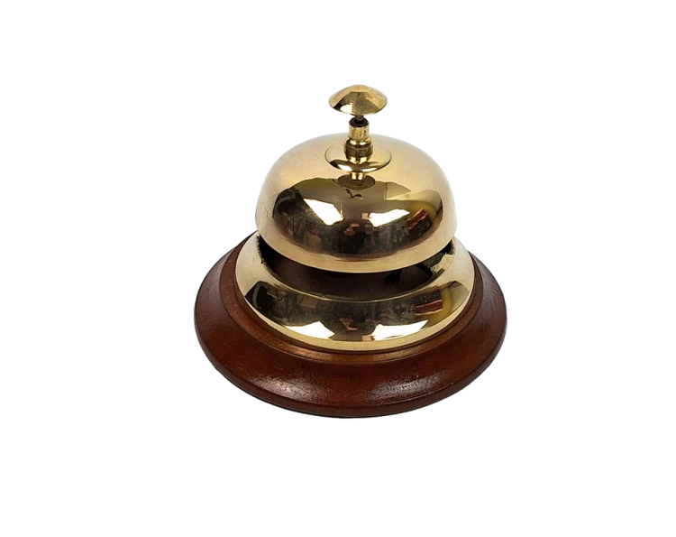 Mosiężny Gong Hotelowy na Drewnianej Podstawie dzwonek Elegancki  (2).png